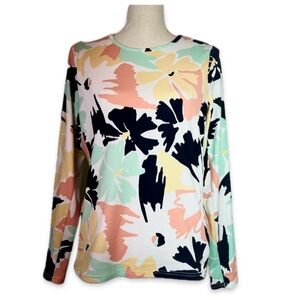 Hang Ten Floral Long Sleeve Women's Top Size L UV Protection UPF 50+